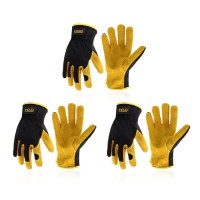 Handlandy Men Leather Gardening Gloves Utility Work Gloves For Mechanics Construction Driver Dexterity Breathable Design Me