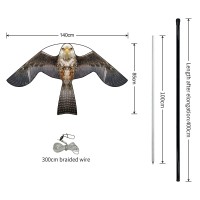 Flyonte Bird Hawk Flying Kite With Pole Crop Protector Bird Scare Flying Kite With 4M Pole Has The Effect Of Scaring Birds