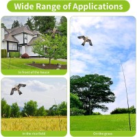 Flyonte Bird Hawk Flying Kite With Pole Crop Protector Bird Scare Flying Kite With 4M Pole Has The Effect Of Scaring Birds