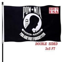 Mia Pow Flag 3X5 Double Sided Outdoor Pow Mia Flags Heavy Duty 210D Nylon Powmia Flag Vivid Color Antifading With 2 Brass Gromm