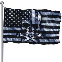 Skull And Crossbones Flag 3 X 5 Ft  Funny American Pirate Flag For Man Cave  Double Printed Black And White Grey American Flags Banner With Uv Fade Proof