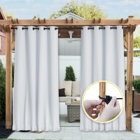 Nicetown 2 Panels Outdoor Curtains Waterproof For Patio Thermal Insulated Top Bottom Grommet Back Tab Light Blocking Outdoo