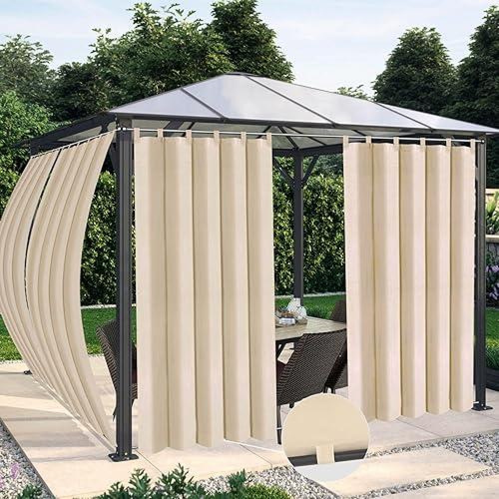 Outdoorlines Waterproof Outdoor Curtains For Patio Windproof Tab Top Gazebo Curtain Panels Privacy Sun Blocking Outside Curt