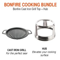 Solo Stove Bonfire Grill Top And Hub Cast Iron Cooktop With Stainless Steel Hub For 8 Elevation Addition For Bonfire Fire P