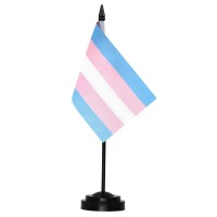 Anley Transgender Trans Pride Deluxe Desk Flag Set 6 X 4 Inch Miniature Desktop Flag With 12 Solid Pole Vivid Color And Fa