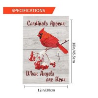 Moslion Red Bird Garden Flags Double Sided Cardinal Appear When Angels Are Near Red Berries On Wooden Plank Yard Flag 12.5X18 Inch Burlap Banners Home Decorative Outdoor Villa