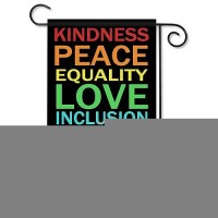 Moslion Kindness Peace Equality Love Inclusion Hope Diversity Garden Flags Double Sided Lgbt Rainbow Yard Flag 12.5X18 Inch Burlap Banners Home Decorative Outdoor Villa