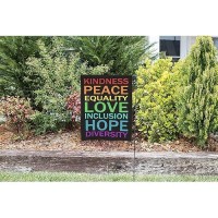 Moslion Kindness Peace Equality Love Inclusion Hope Diversity Garden Flags Double Sided Lgbt Rainbow Yard Flag 12.5X18 Inch Burlap Banners Home Decorative Outdoor Villa