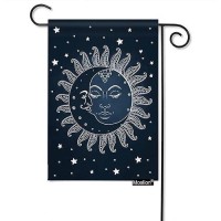 Moslion Sun Moon Garden Flags Double Sided Moon Kiss The Sun Star Blue Yard Flag 12.5X18 Inch Burlap Banners Home Decorative Outdoor Villa