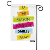 Moslion Be The Reason Someone Smiles Today Garden Flag 12.5X18 Inch Rainbow Color Motivational Quote Word Yard Flag Burlap Banners Vertical Double Sided For Farm House Outside