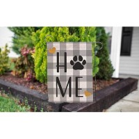 Moslion Home Garden Flag Vertical Double Sided Dog Cat Paw Heart On Gray White Plaid Gingham Buffalo Check House Flags Home Burlap Banners 12.5X18 Inch For Outdoor Decor Lawn