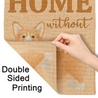 Moslion Joy Corgi Garden Flags Double Sided A House Is Not A Home Without A Dog Cute Animal Yard Flag 12.5X18 Inch Burlap Banners Home Decorative Outdoor Villa Yellow Black