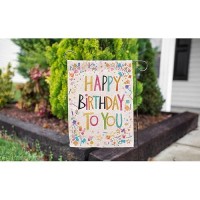 Moslion Happy Birthday To You Garden Flag Vertical Double Sided Celebration Party Colorful Ribbon Stars Ball House Flags Home Burlap Banners 12.5X18 Inch For Outdoor Decor Lawn