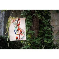 Moslion Music Garden Flag 12.5X18 Inch Artwork Musical Notes Rhythm Song Ornamental In Vibrant Colors Fantasy Yard Flag Burlap Banners Vertical Double Sided For Farm House Outside