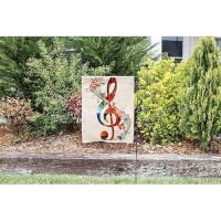 Moslion Music Garden Flag 12.5X18 Inch Artwork Musical Notes Rhythm Song Ornamental In Vibrant Colors Fantasy Yard Flag Burlap Banners Vertical Double Sided For Farm House Outside