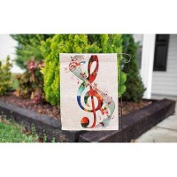 Moslion Music Garden Flag 12.5X18 Inch Artwork Musical Notes Rhythm Song Ornamental In Vibrant Colors Fantasy Yard Flag Burlap Banners Vertical Double Sided For Farm House Outside