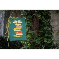 Moslion Book Garden Flag Vertical Double Sided Open Books School Education Library Knowledge Study House Flags Home Burlap Banners 12.5X18 Inch For Outdoor Decor Lawn