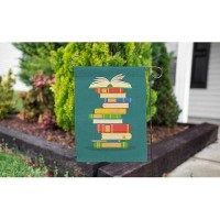 Moslion Book Garden Flag Vertical Double Sided Open Books School Education Library Knowledge Study House Flags Home Burlap Banners 12.5X18 Inch For Outdoor Decor Lawn