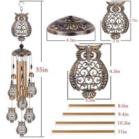 Solawindchime Owl Wind Chimes Outdoor Owl Bronze Wind Chime Owl Gift Wind Chimes Owl Wind Bell Owl Gifts For Women Wind Chi