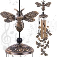 Bronze Bee Wind Chimes For Garden Gifts For Mom Home Balconies Rooms Patio Indoor Outdoor Bee Decoration Aluminum Bee Ch