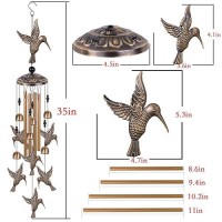 Solawindchime Outdoor Hummingbird Wind Chimes Hummingbird Bronze Wind Chimes Gift Wind Chime Hummingbird Wind Bell Gifts For