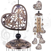 Heart Wind Chimes Outdoor Hearts Bronze Wind Chime Heart Gift Wind Chimes Hearts Wind Bells Gifts For Women For Home Indoo