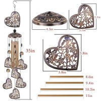 Heart Wind Chimes Outdoor Hearts Bronze Wind Chime Heart Gift Wind Chimes Hearts Wind Bells Gifts For Women For Home Indoo