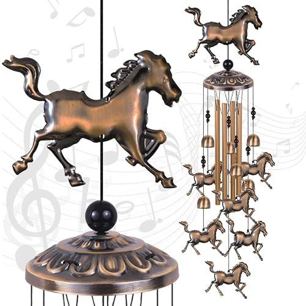 Solawindchime Horse Wind Chimes Outdoor Horse Bronze Wind Chime Horse Gift Wind Chimes Horses Wind Bells Gifts For Women Fo