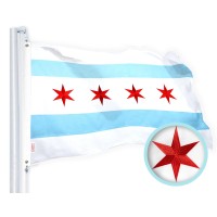 G128 Chicago City Flag 3X5 Ft Stormflyer Series Embroidered 220Gsm Spun Polyester Embroidered Design Indooroutdoor Bras