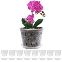 Kitypartsy 8 Sets Orchid Pots 67 Inch Orchid Pots With Holes Clear Orchid Pots For Repotting