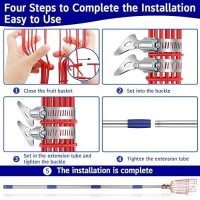 Fruit Picker Pole With Basket - 10 Foot Adjustable Height Fruit Picker Tool With Stainless Steel Fruit Picking Pole For Apple Cherry Berry Fit Orange Blueberry Mango Avocado Lemon Peach