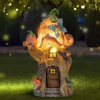 Fairy Garden Accessories Outdoor Statues Mushroom House Decor Large Gnome Solar Powered Lights Sculptures Pink Resin Figurine B