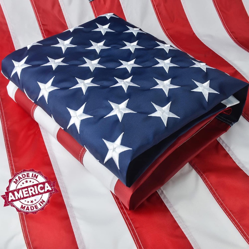 3X5 American Flag Outdoor Heavy Duty 100 Made In Usa Us Flag 3X5 Ft Usa Flag With Embroidered Stars And Sewn Stripes Brass G