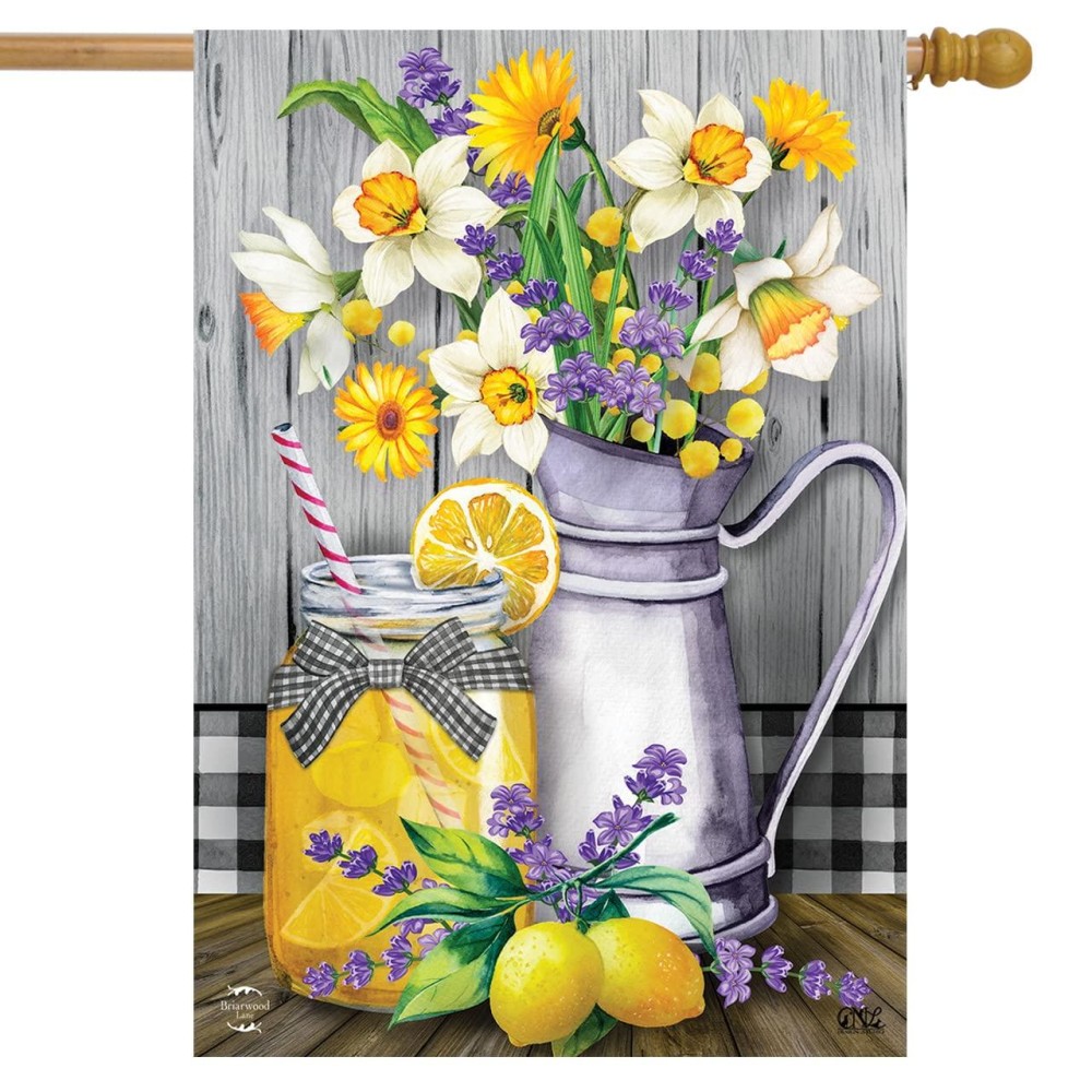 Lemonade Summer House Flag Rustic Floral Mason Jar 28 X 40 Briarwood Lane