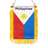 Wxtwk 3 X 5 Inch Philippine Philippines Flag Filipino Window Hanging Flag Small Mini Car Flags Banners Rearview Mirror Decoratio