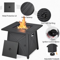 Yaheetech 28In Propane Fire Pit Gas Fire Pit Table With Lid And Iron Tabletop For Outdoor Patio Garden And Camping 50 000 Btu