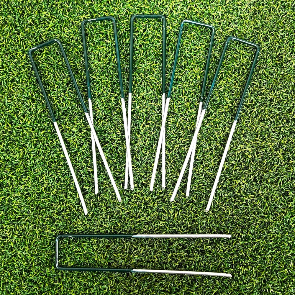 50Pack Green Top 6 Inch Garden Stakes Landscape Staples Utype Turf Stake For Artificial Grass Rust Proof Sod Pin For Secur