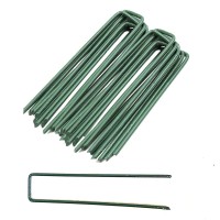 50Pack Green 6 Inch Garden Stakes Galvanized Landscape Staples Utype For Artificial Grass Turf Rust Proof Sod Pins For Secu