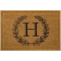 Mohawk Home Entryway Door Mat Laurel Monogram Letter H 2 X 3 Faux Coir Doormat All Weather Outdoor Non Slip Recycled Rubber