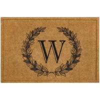 Mohawk Home Entryway Door Mat Laurel Monogram Letter W 2 X 3 Faux Coir Doormat All Weather Outdoor Non Slip Recycled Rubber