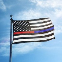 Delaynomore77 Thin Red And Blue Line American Flag United States Banner Polyester 3X5 Foot Flags Vivid Color And Uv Fade Resista