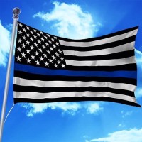 Delaynomore77 Thin Blue Line Flag United States Policeman Banner Polyester 3X5 Foot Flags Vivid Color And Uv Fade Resistant Flag