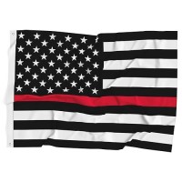 Delaynomore77 Thin Red Line Usa Flag United States Fireman Firefighters Banner Polyester 3X5 Foot Flags Vivid Color And Uv Fade