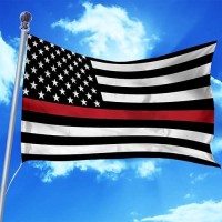 Delaynomore77 Thin Red Line Usa Flag United States Fireman Firefighters Banner Polyester 3X5 Foot Flags Vivid Color And Uv Fade