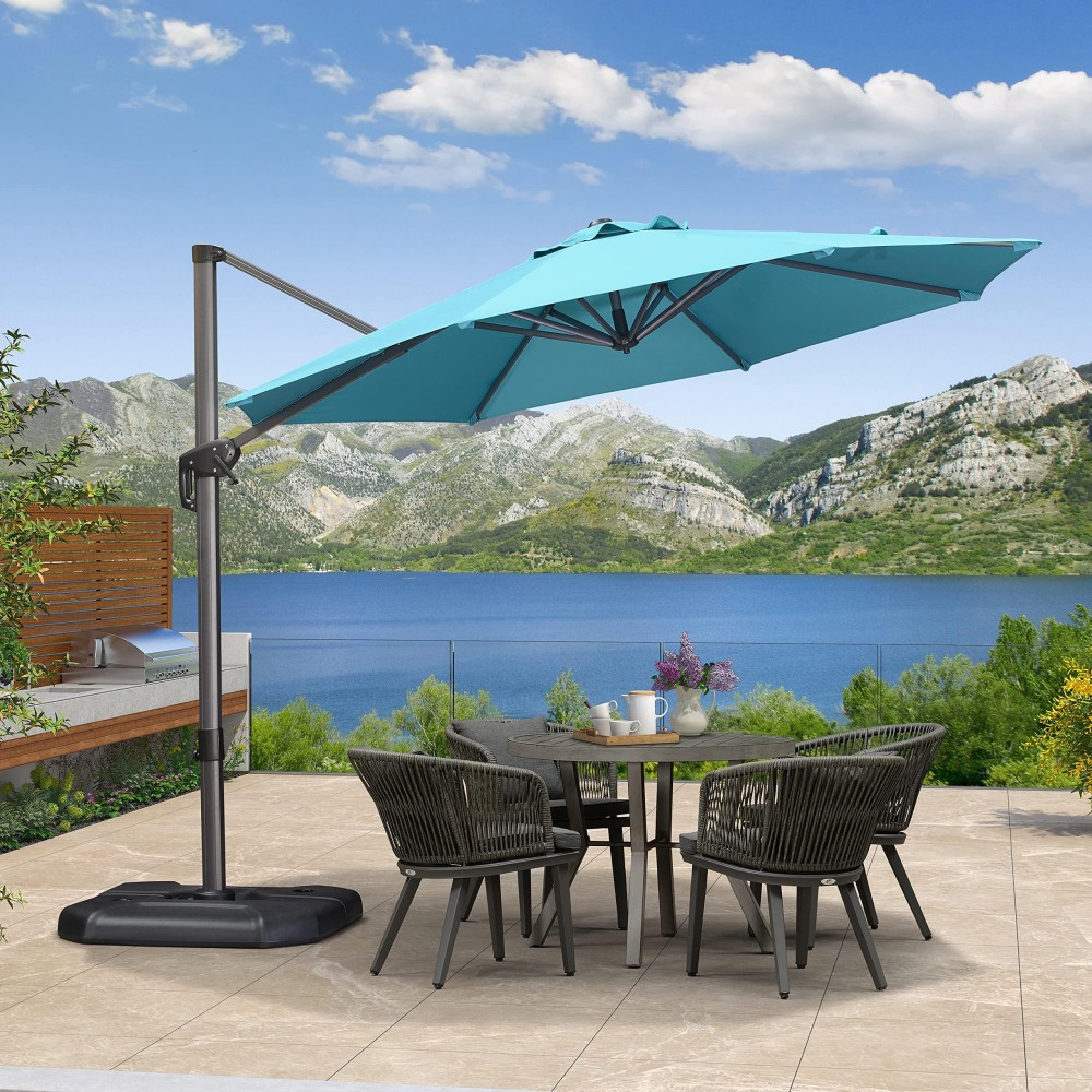 Purple Leaf 10 Feet Patio Umbrella Outdoor Cantilever Round Umbrella Aluminum Offset Umbrella With 360Degree Rotation For Garde