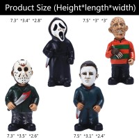 Nezababy Horror Movie Garden Gnomes Decoration Outdoor Statue Nightmare Jason Michael Myers Figurines Lawn Halloween Decor 4Pcs