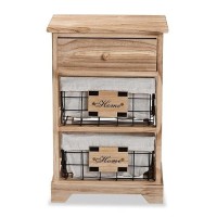 Baxton Studio Madra Brown Finished Wood And 1-Drawer End Table With Baskets