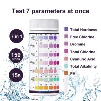 Easytest 7Way Pool Test Strips 150 Strips Water Chemical Testing For Hot Tub And Spa Accurate Test Bromine Total Alkalinity