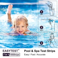 Easytest 7Way Pool Test Strips 150 Strips Water Chemical Testing For Hot Tub And Spa Accurate Test Bromine Total Alkalinity