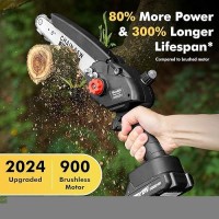 Seesii Mini Chainsaw 8 Inch Dl07 Electric Chainsaw Cordless Upgraded Brushless Chainsaw With Auto Oiler 2Pcs 2000Mah Batterie